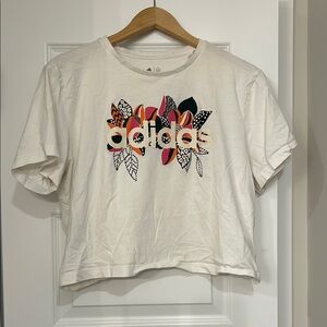 Adidas White Graphic Crop Top